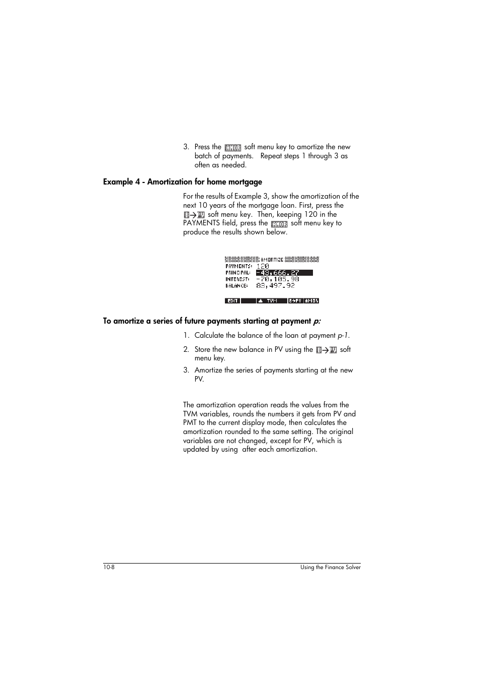 Example 4 - amortization for home mortgage | HP 39g+ User Manual | Page 144 / 294