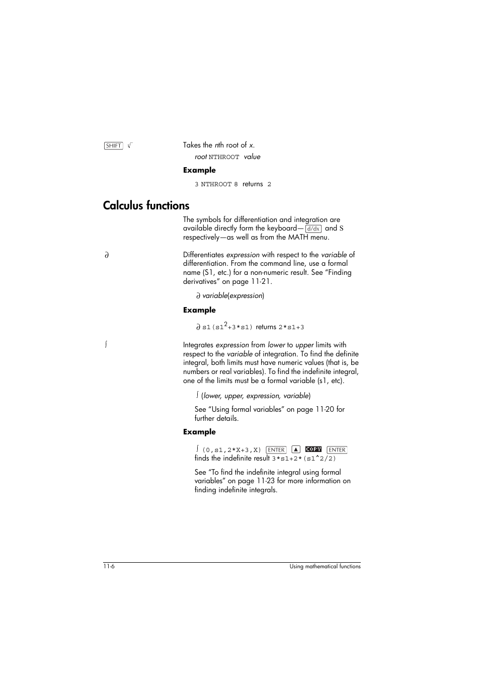 Calculus functions | HP 39g+ User Manual | Page 150 / 294