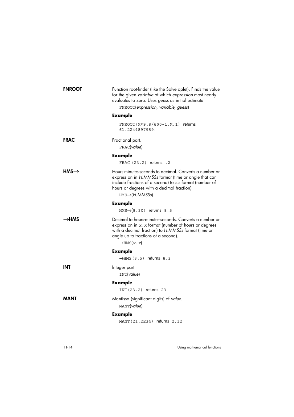 Fnroot, Frac, Hmsæ | Æhms, Mant | HP 39g+ User Manual | Page 158 / 294