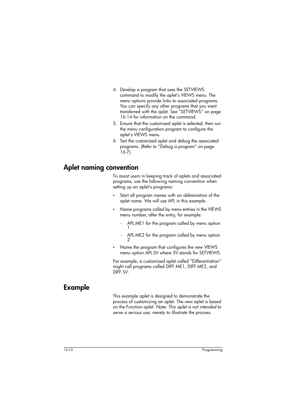 Aplet naming convention, Example | HP 39g+ User Manual | Page 220 / 294