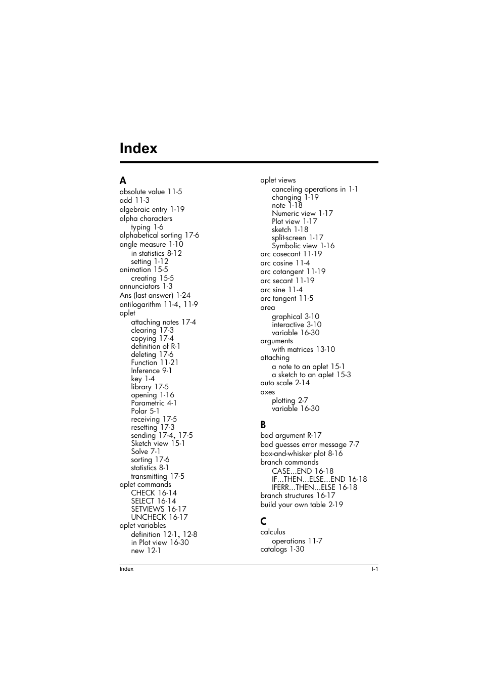 Index | HP 39g+ User Manual | Page 283 / 294