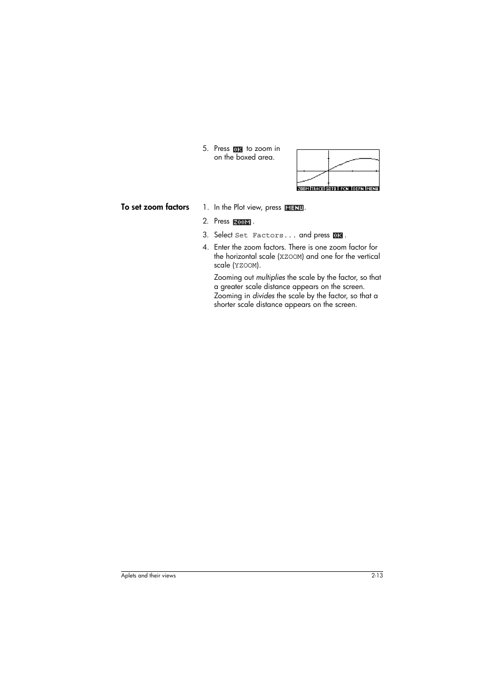 To set zoom factors | HP 39g+ User Manual | Page 53 / 294