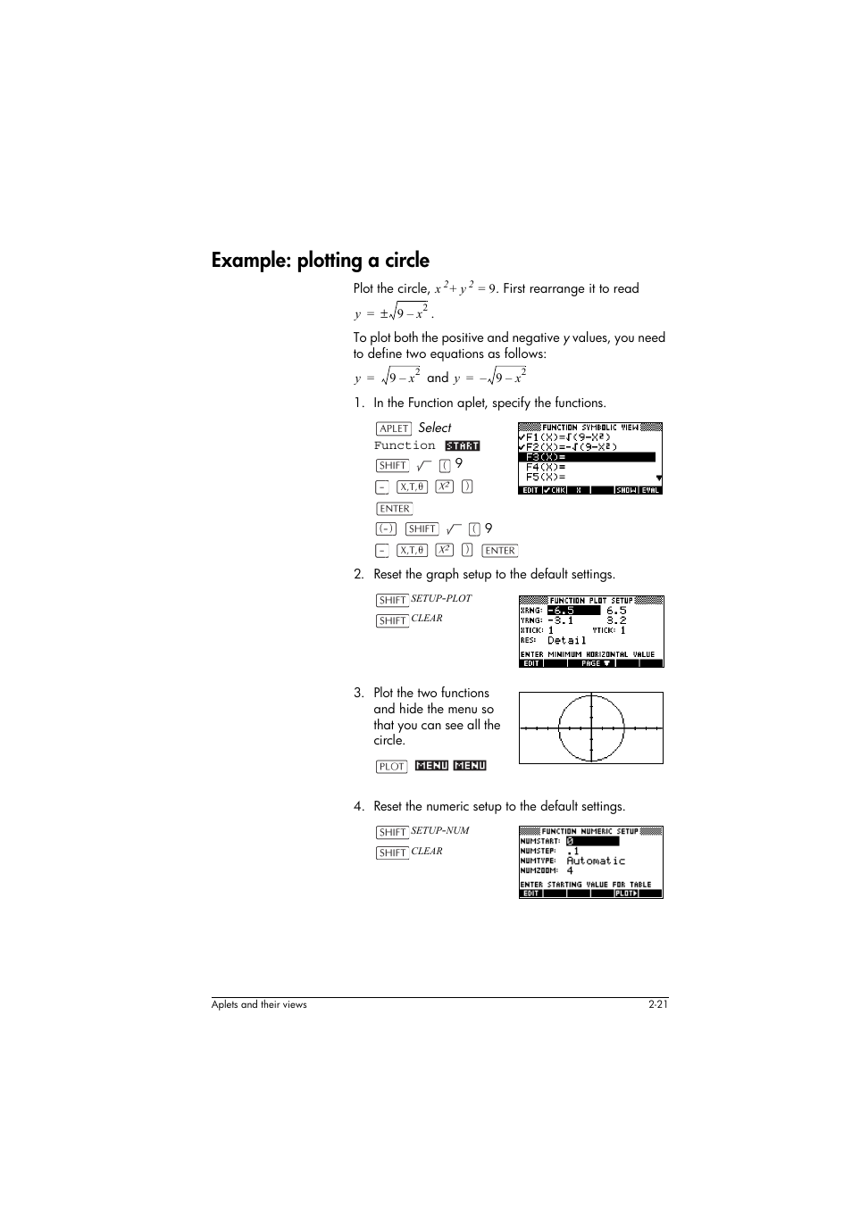 Example: plotting a circle | HP 39g+ User Manual | Page 61 / 294