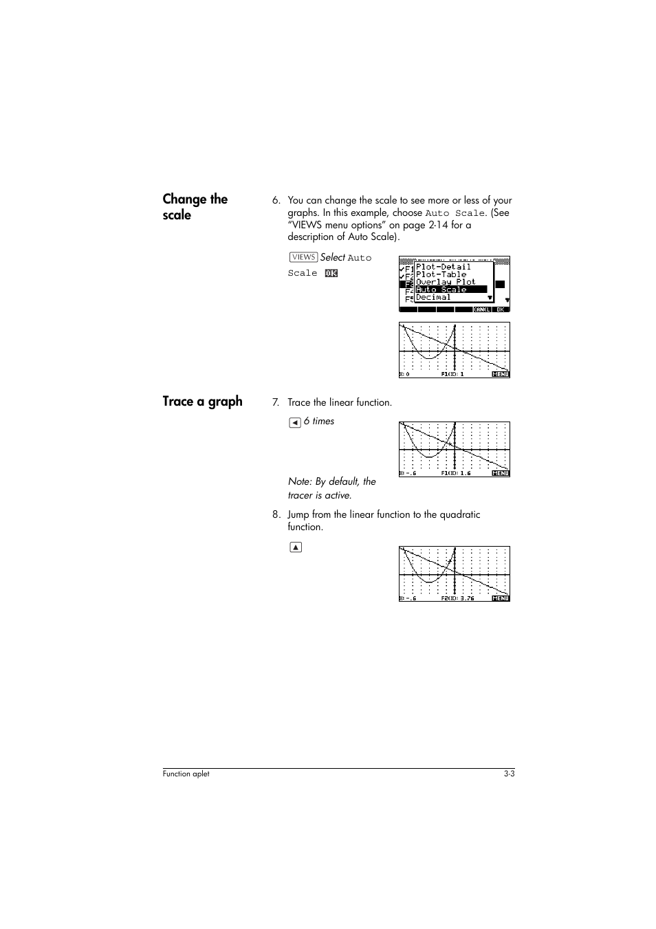 Change the scale, Trace a graph | HP 39g+ User Manual | Page 65 / 294