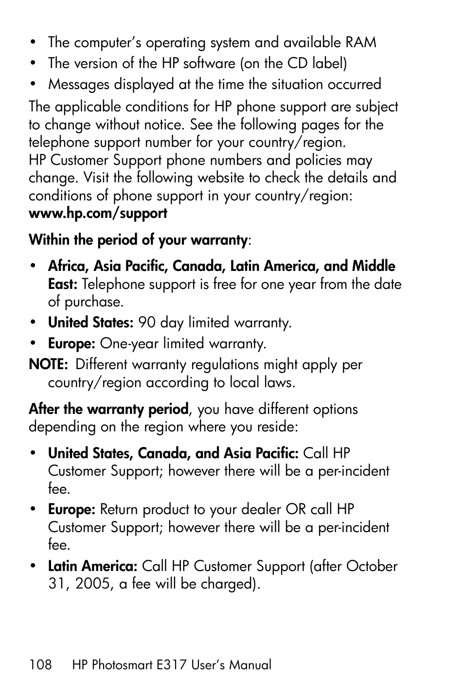 HP Photosmart E317 User Manual | Page 108 / 138