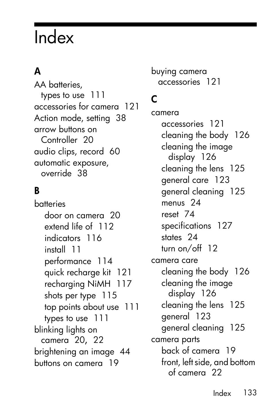 Index | HP Photosmart E317 User Manual | Page 133 / 138
