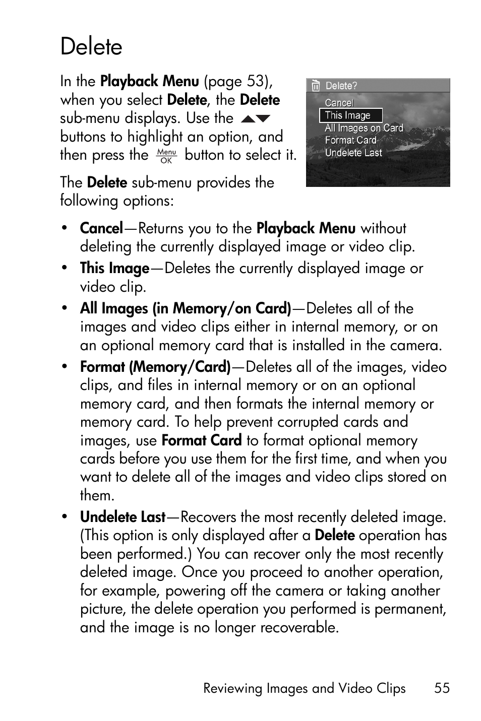 Delete | HP Photosmart E317 User Manual | Page 55 / 138