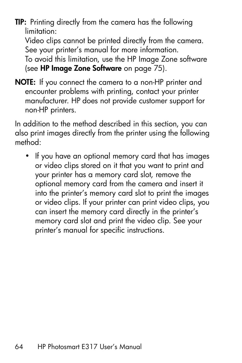 HP Photosmart E317 User Manual | Page 64 / 138