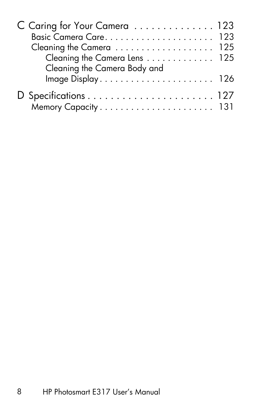 HP Photosmart E317 User Manual | Page 8 / 138