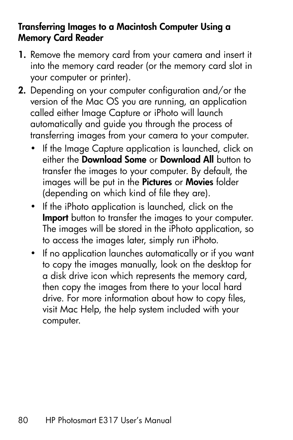HP Photosmart E317 User Manual | Page 80 / 138