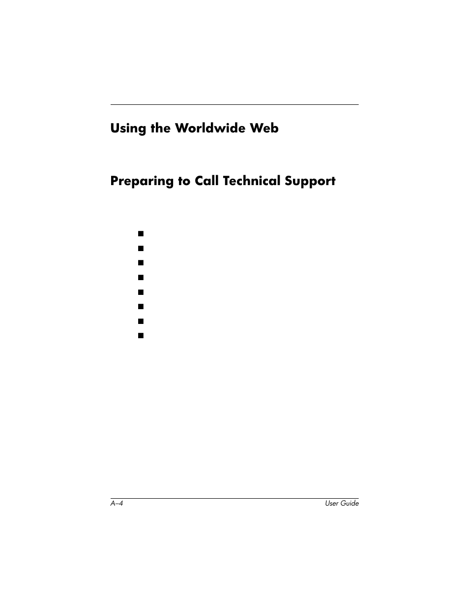 Using the worldwide web, Preparing to call technical support | HP 75 User Manual | Page 32 / 44