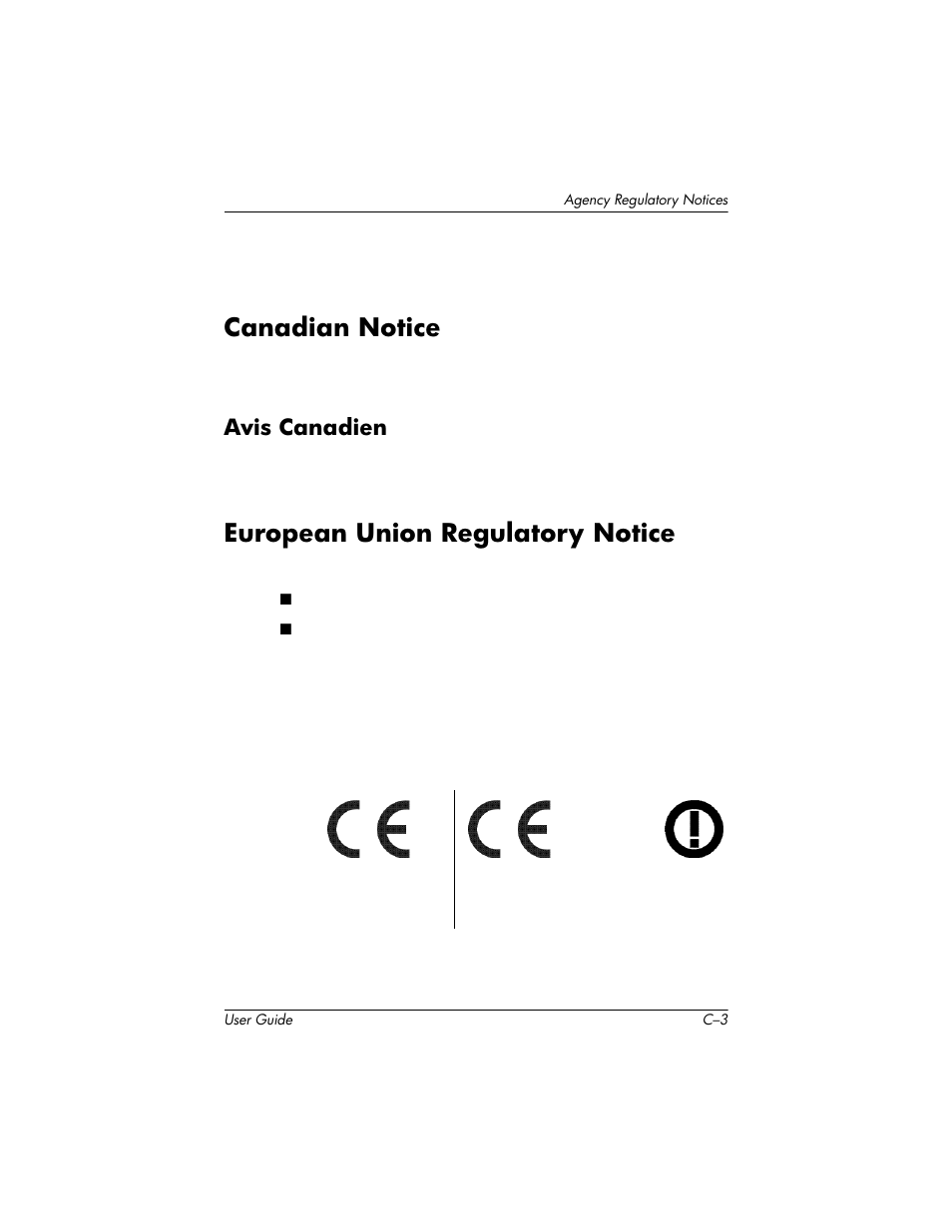 Canadian notice, Avis canadien, European union regulatory notice | HP 75 User Manual | Page 41 / 44