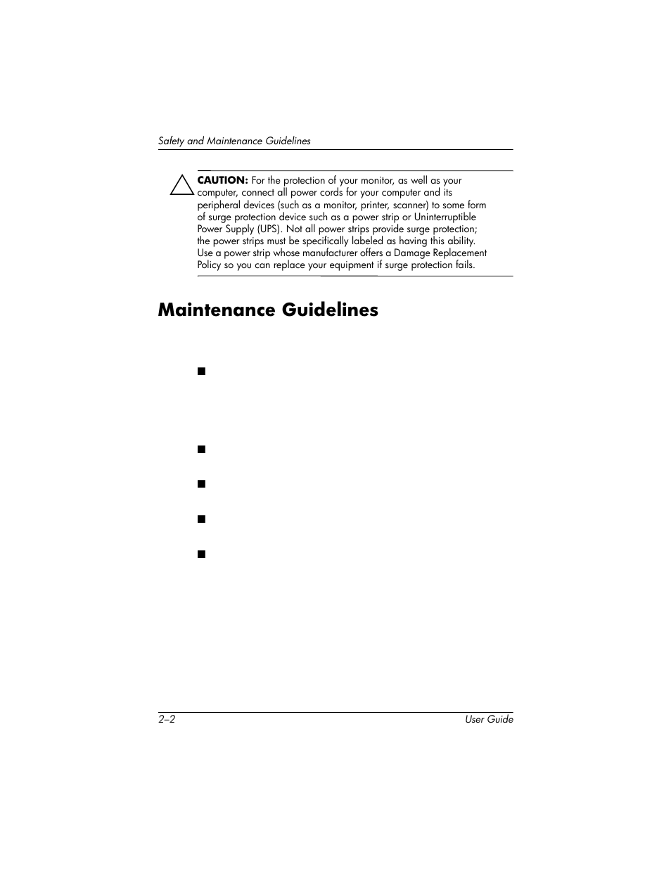 Maintenance guidelines, Maintenance guidelines –2 | HP 75 User Manual | Page 8 / 44