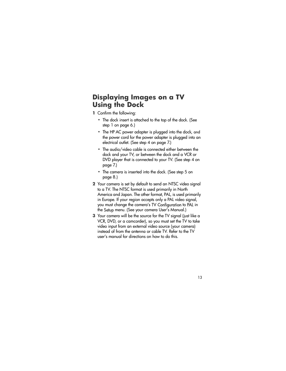 Displaying images on a tv using the dock | HP Photo Printer User Manual | Page 13 / 18