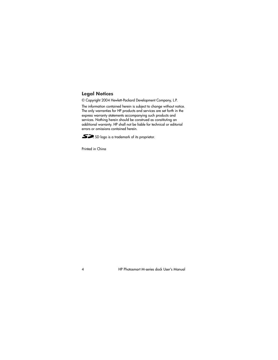 Legal notices | HP Photo Printer User Manual | Page 4 / 18