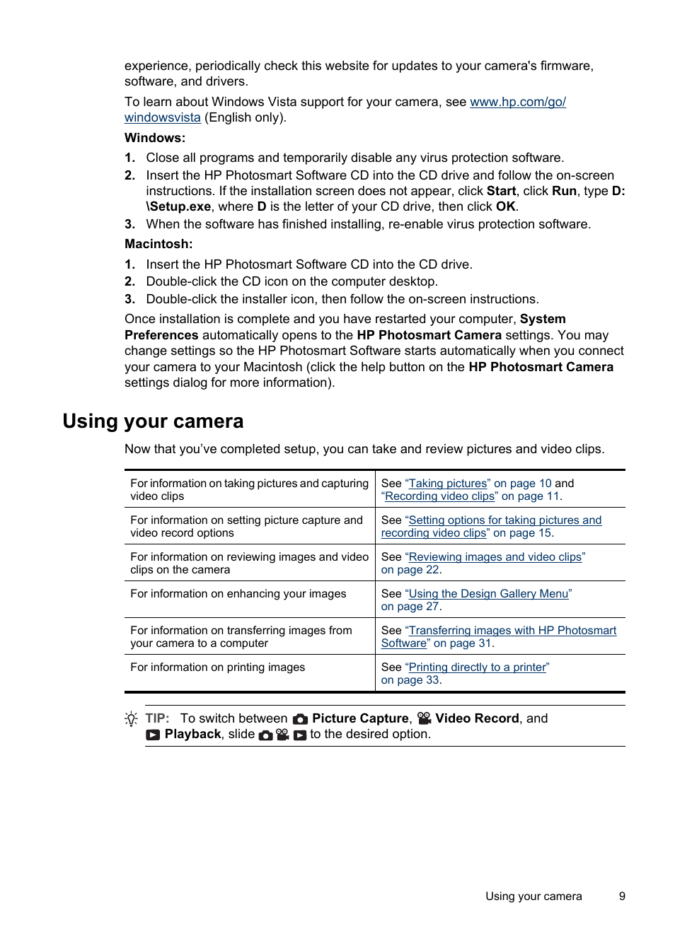 Using your camera | HP R830/R840 User Manual | Page 11 / 59
