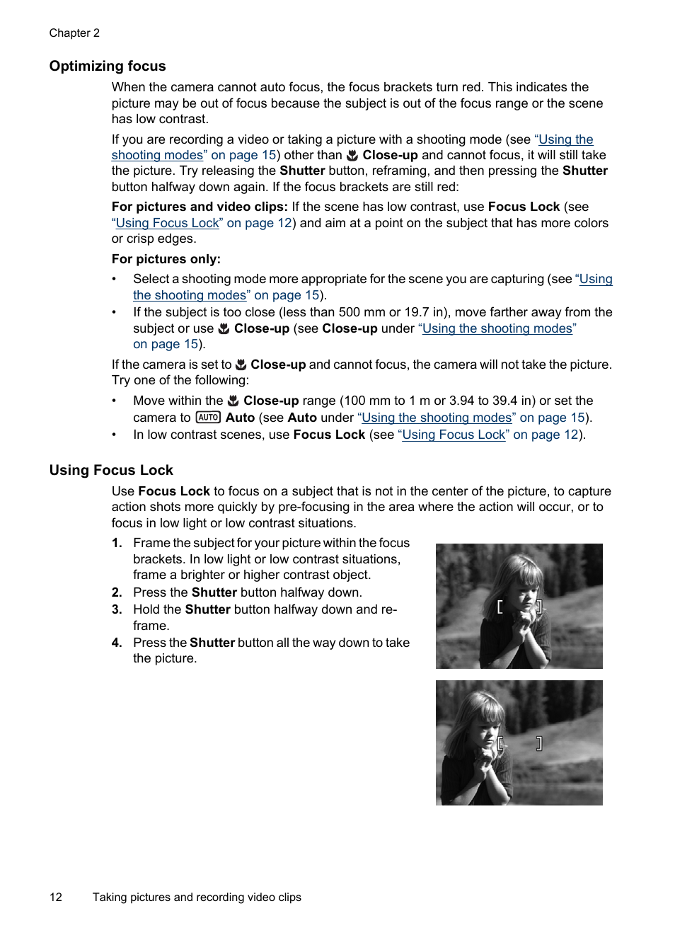 Optimizing focus, Using focus lock | HP R830/R840 User Manual | Page 14 / 59