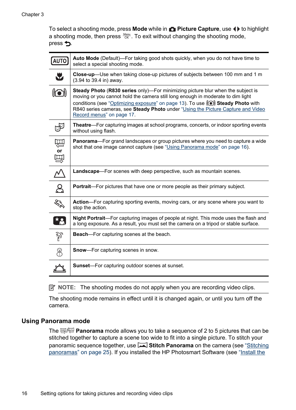 Using panorama mode | HP R830/R840 User Manual | Page 18 / 59