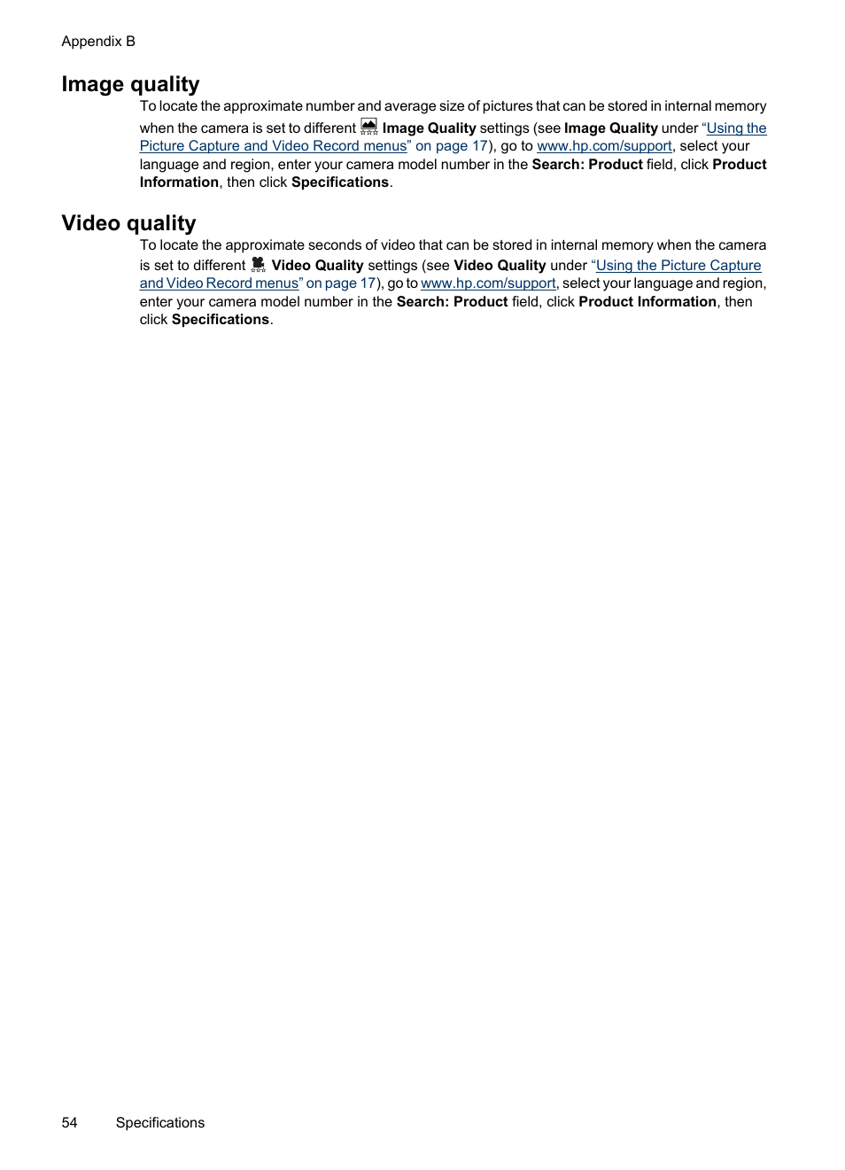 Image quality, Video quality, Image quality video quality | HP R830/R840 User Manual | Page 56 / 59