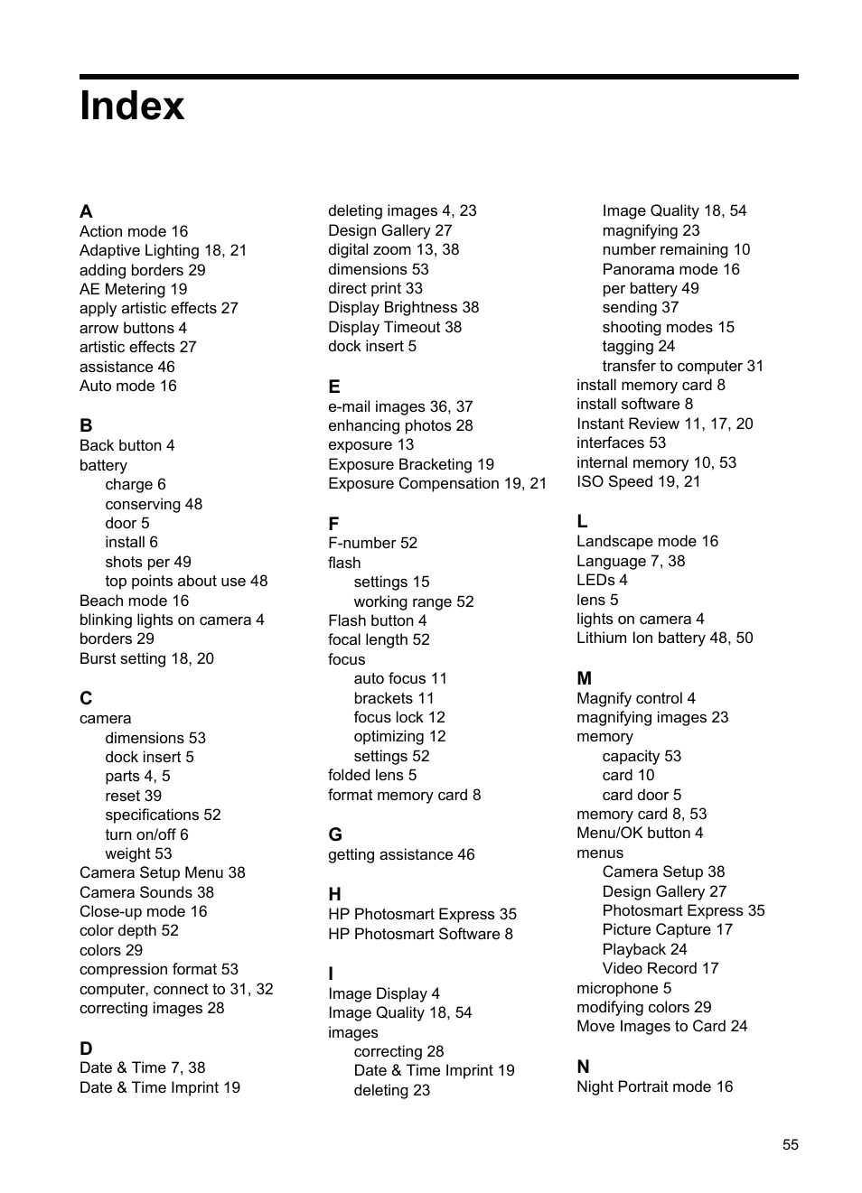 Index | HP R830/R840 User Manual | Page 57 / 59