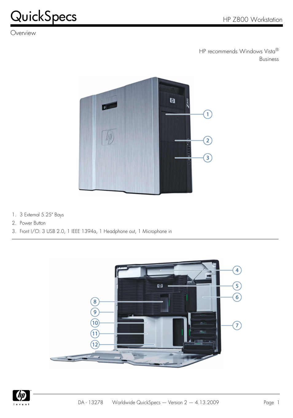 HP Z800 User Manual | 55 pages