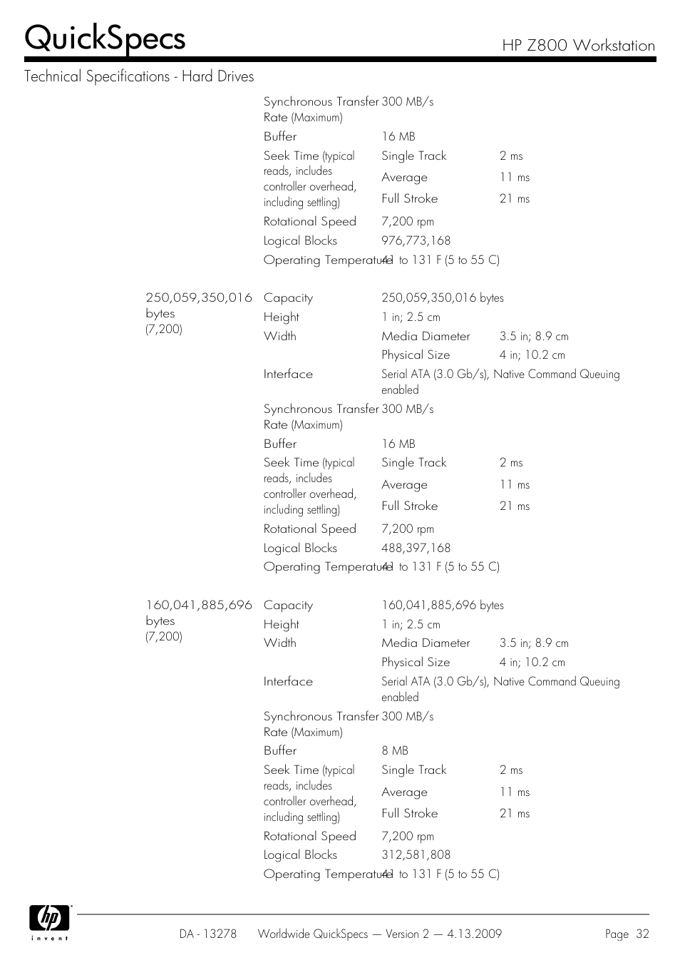 Quickspecs | HP Z800 User Manual | Page 32 / 55