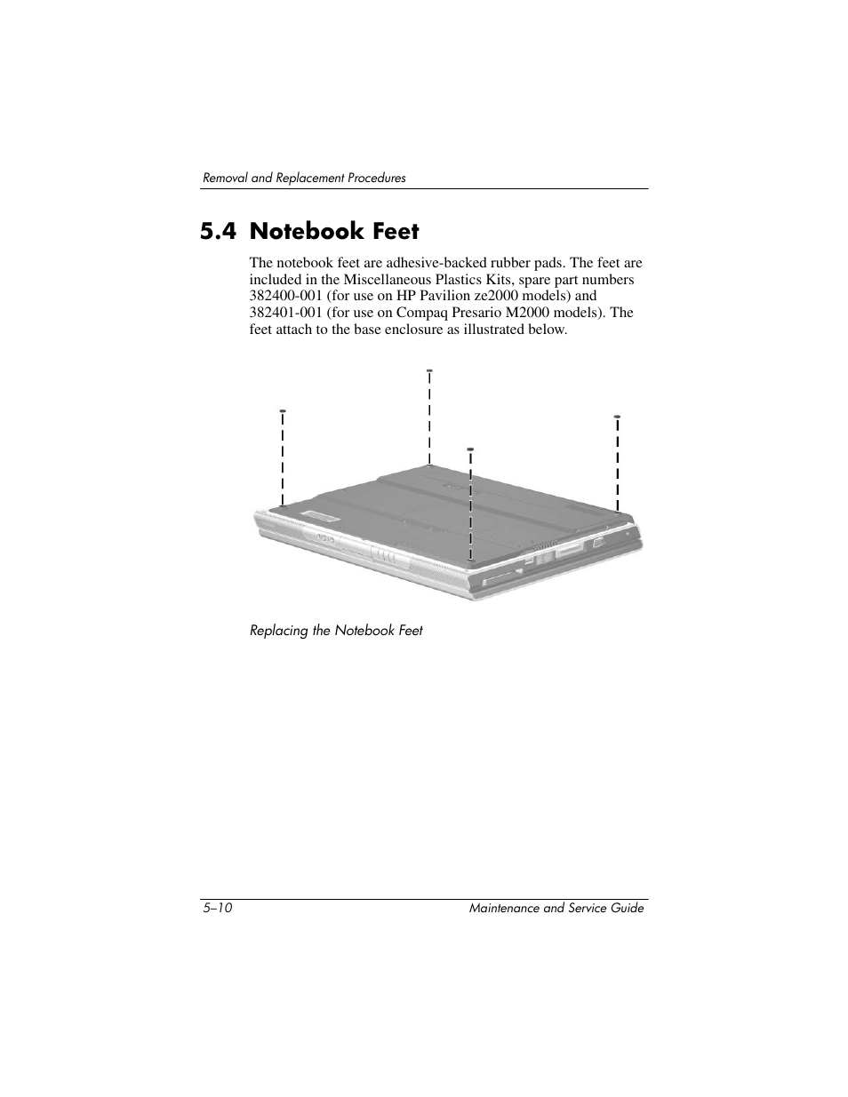 4 notebook feet, 4 notebook feet –10 | HP ze2000 User Manual | Page 103 / 213
