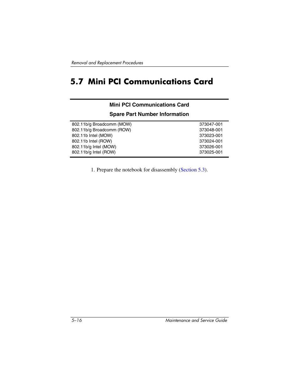 7 mini pci communications card, 7 mini pci communications card –16 | HP ze2000 User Manual | Page 109 / 213