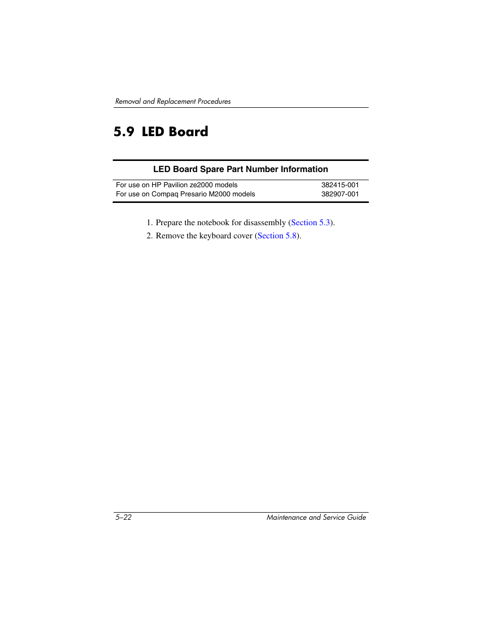 9 led board, 9 led board –22 | HP ze2000 User Manual | Page 115 / 213