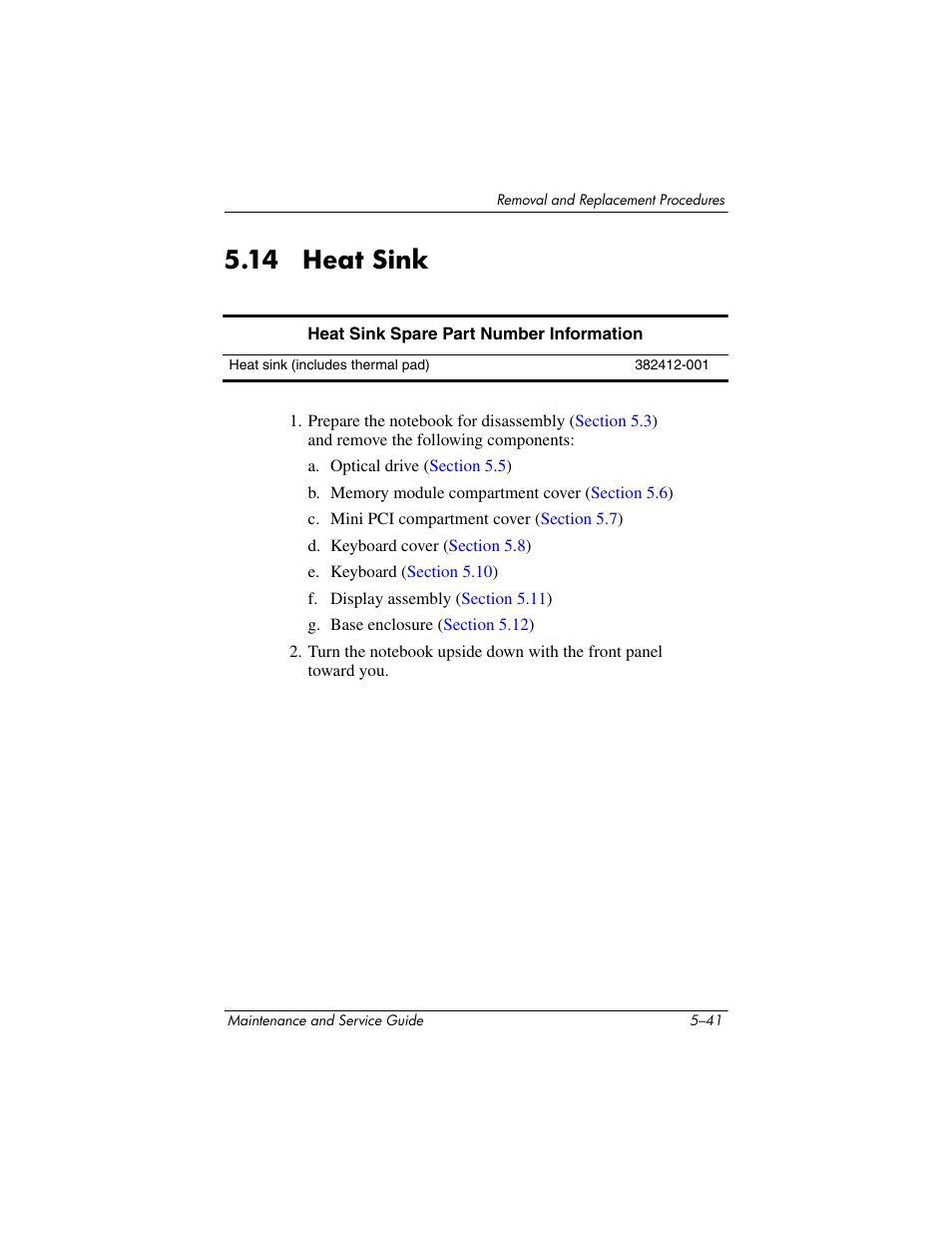 14 heat sink, 14 heat sink –41 | HP ze2000 User Manual | Page 134 / 213