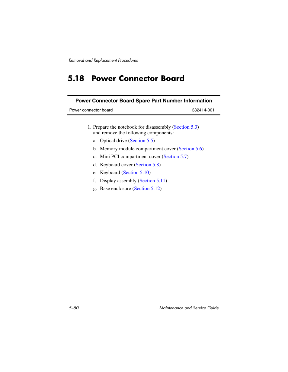 18 power connector board, 18 power connector board –50 | HP ze2000 User Manual | Page 143 / 213
