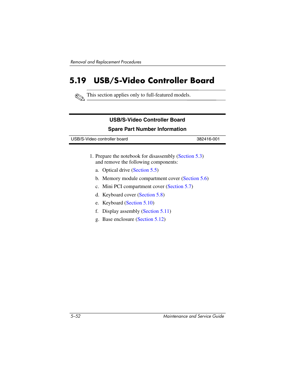 19 usb/s-video controller board, 19 usb/s-video controller board –52 | HP ze2000 User Manual | Page 145 / 213