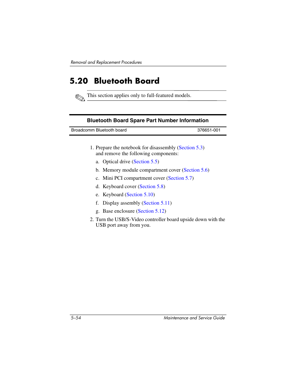 20 bluetooth board, 20 bluetooth board –54 | HP ze2000 User Manual | Page 147 / 213