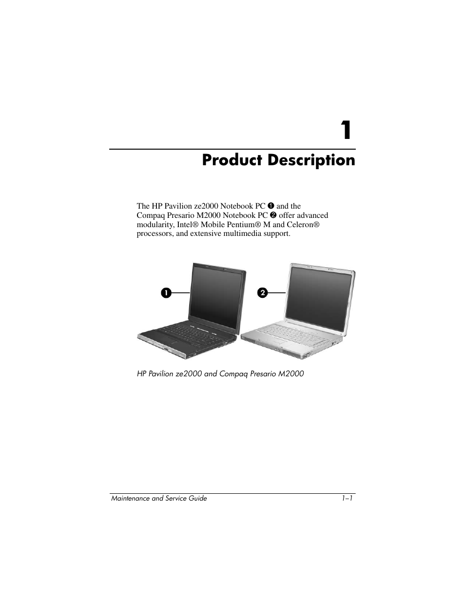 Product description, 1 product description | HP ze2000 User Manual | Page 5 / 213