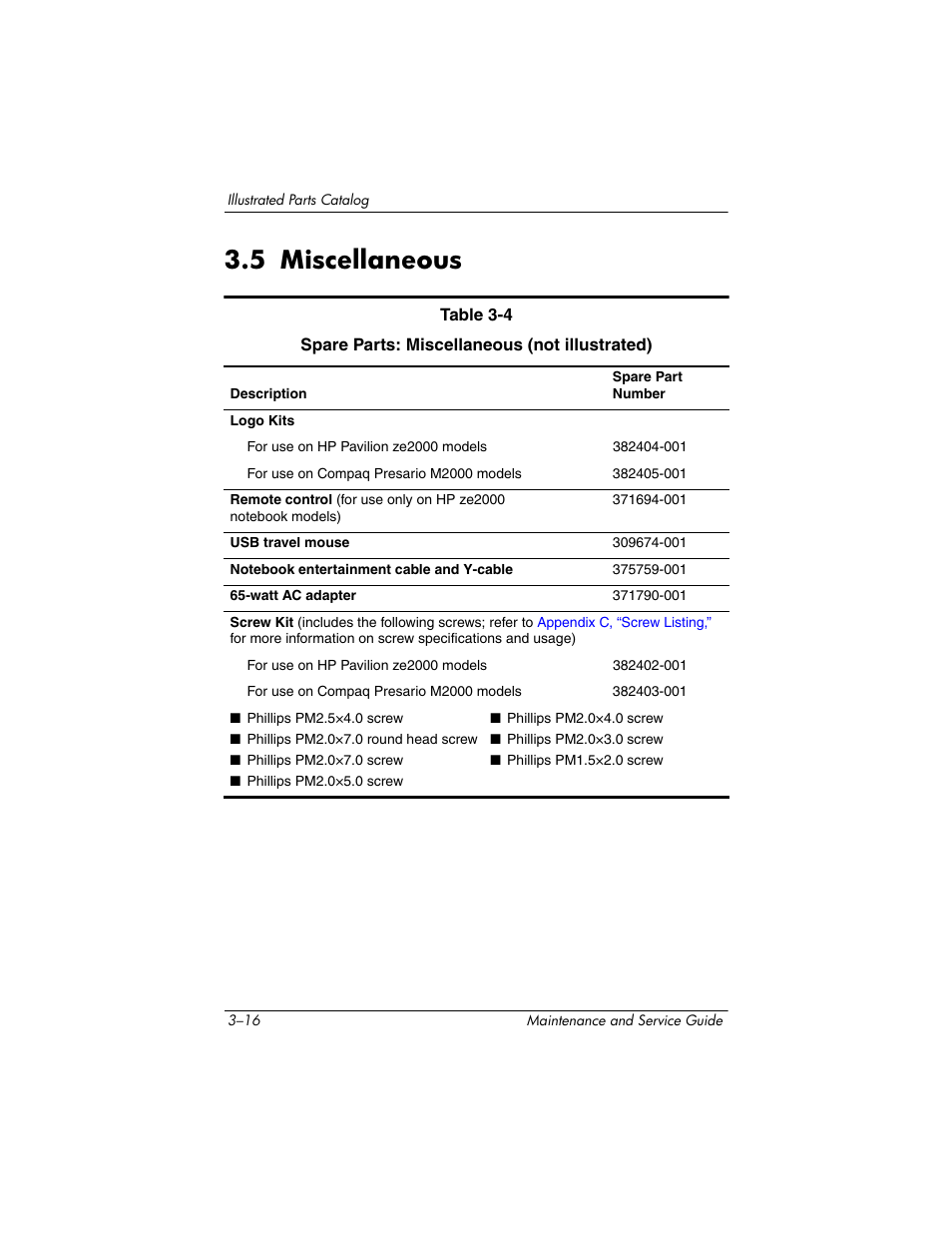 5 miscellaneous, 5 miscellaneous –16 | HP ze2000 User Manual | Page 77 / 213
