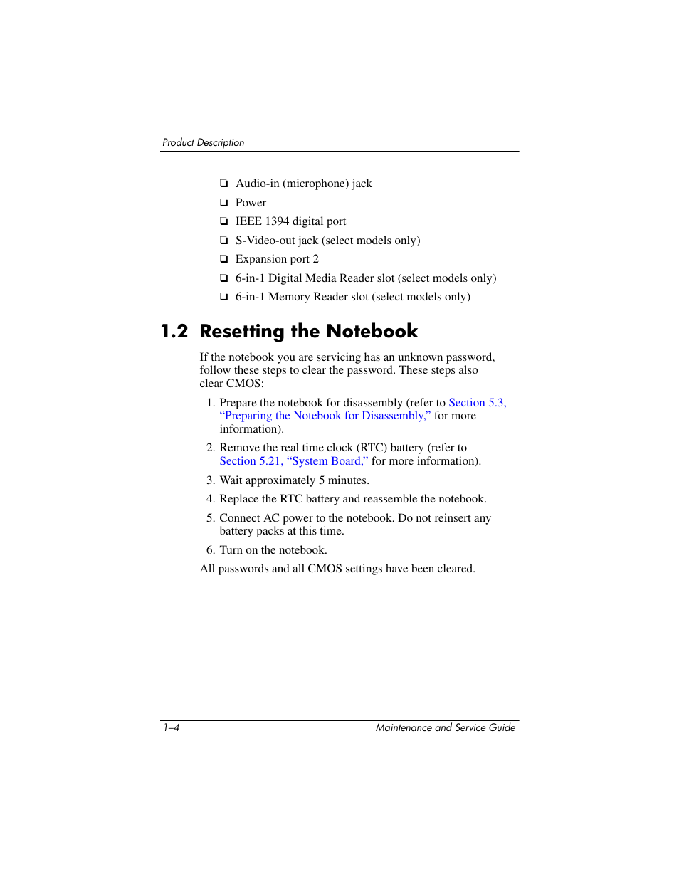 2 resetting the notebook, 2 resetting the notebook –4 | HP ze2000 User Manual | Page 8 / 213