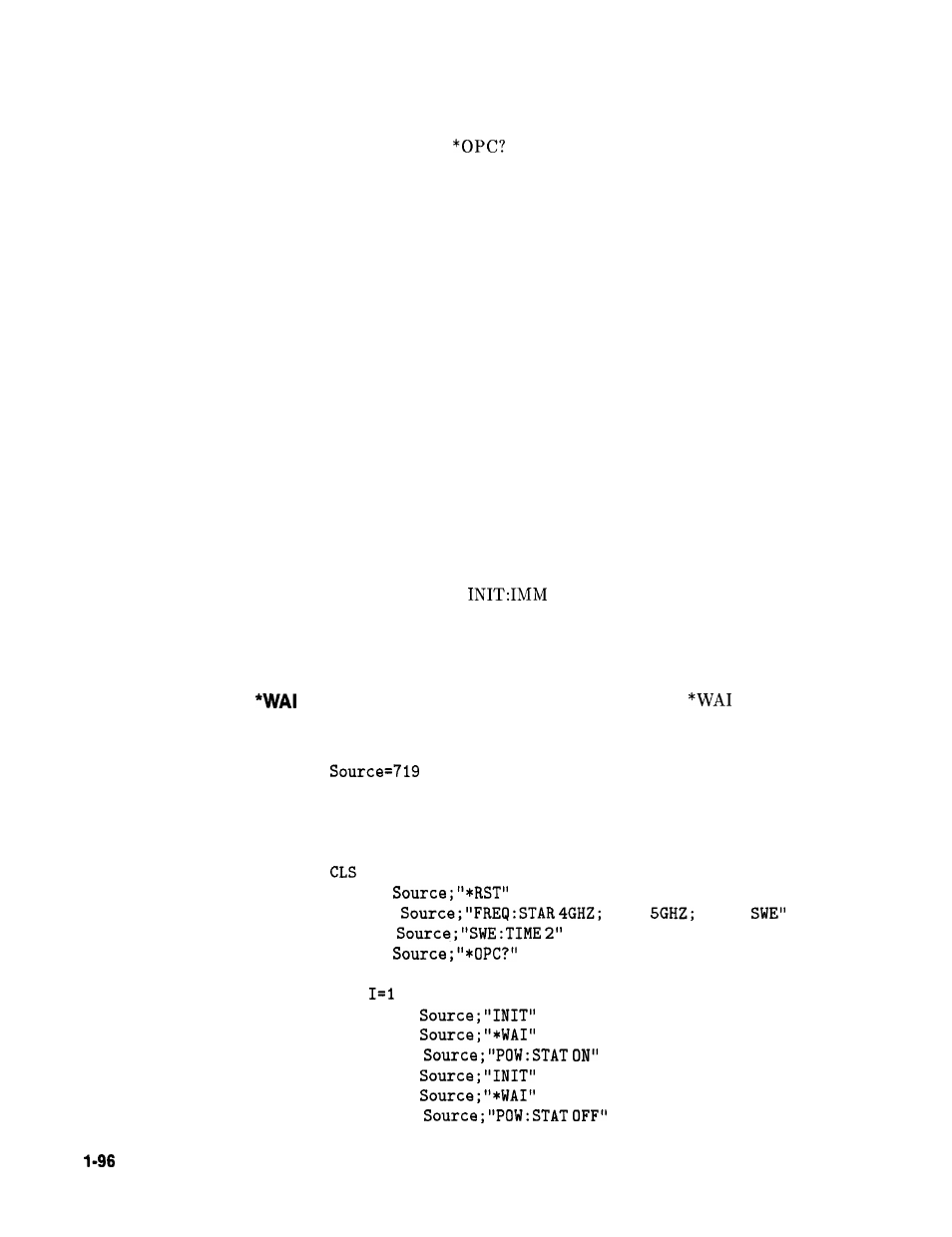 Using the *wai command, example program 7, Using the, Command, example | Program 7 | HP 8360 User Manual | Page 126 / 508