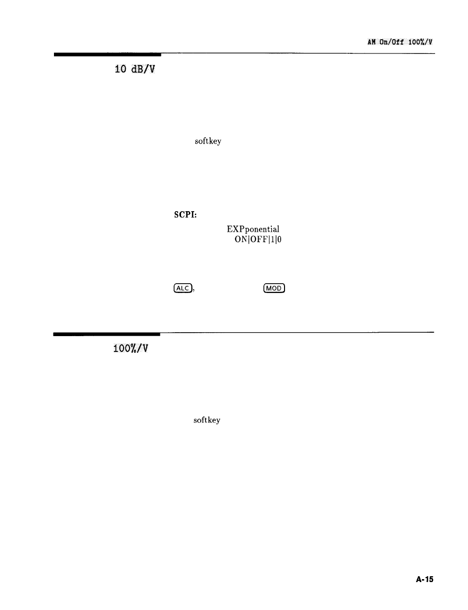 Am on/off 10 db/v, Am on/off 100%/v, Am on/off | HP 8360 User Manual | Page 160 / 508