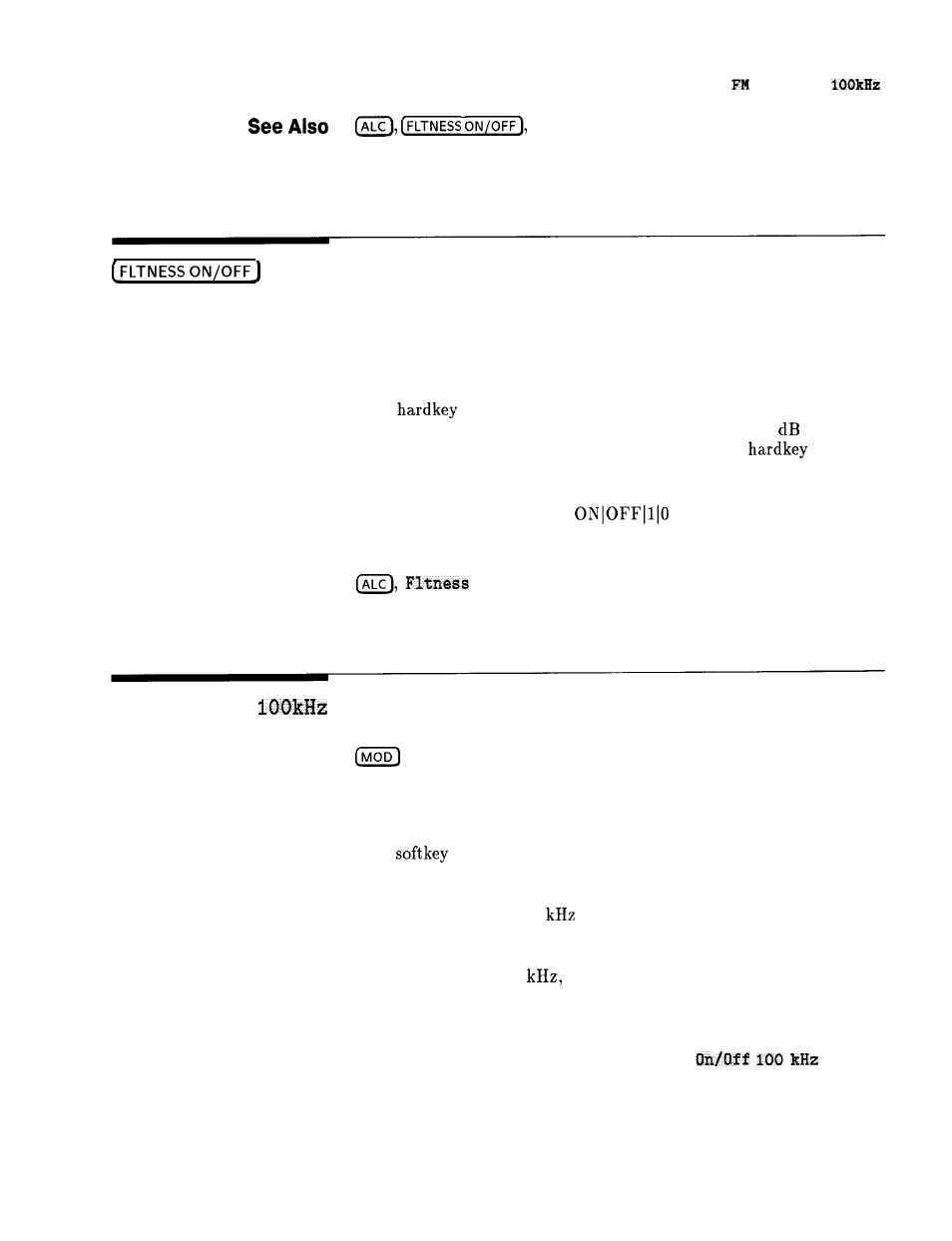 Fltness on/off, Fm coupling 100khz, Fm coupling | Function group menu map description | HP 8360 User Manual | Page 213 / 508