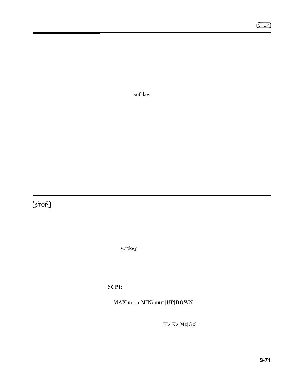 Step swp pt trig ext, Stop | HP 8360 User Manual | Page 369 / 508