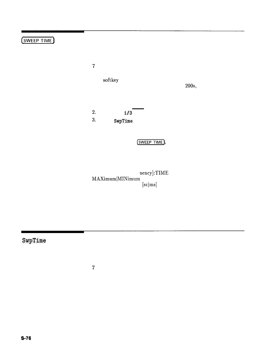 Sweep time, Swptime auto, Auto | HP 8360 User Manual | Page 374 / 508