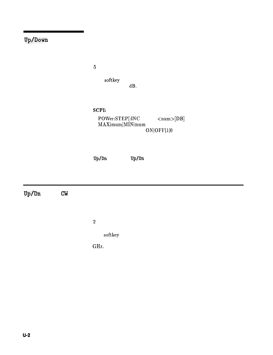 Up/down power, Up/dn size cw, Power | Size | HP 8360 User Manual | Page 382 / 508