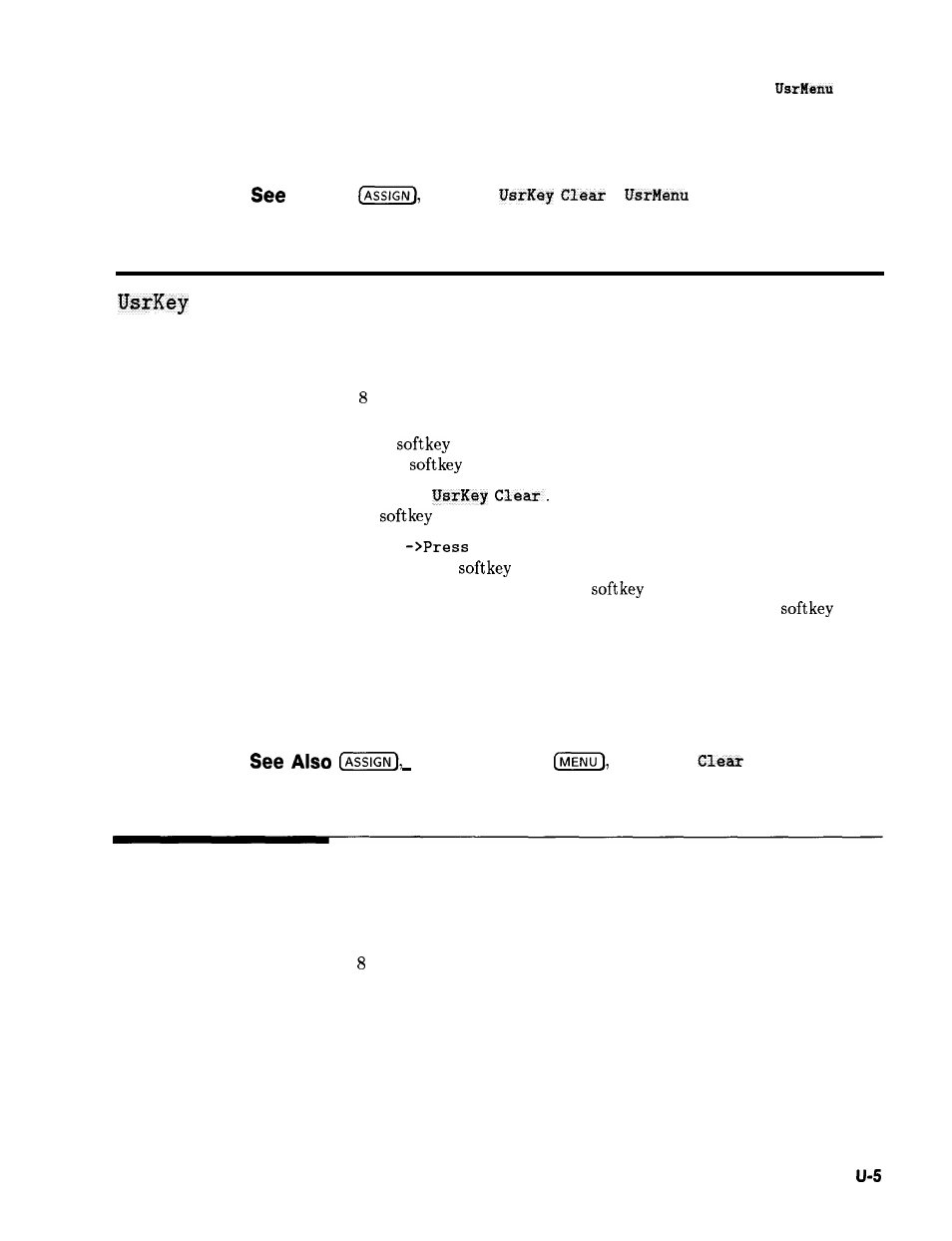 Usrkey clear, Usrmenu clear, Clear | HP 8360 User Manual | Page 385 / 508