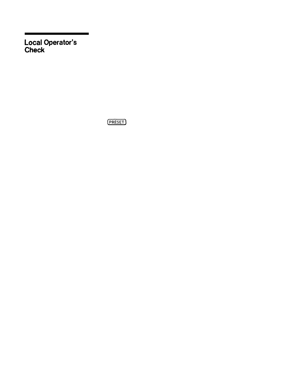 Local operator's check, Description, Preliminary check | HP 8360 User Manual | Page 455 / 508