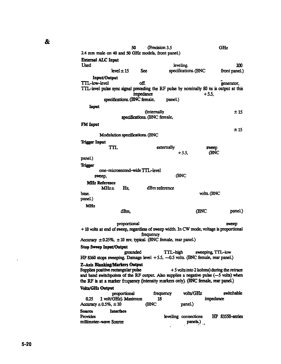 Inputs & outputs, Inputs outputs rf | HP 8360 User Manual | Page 479 / 508