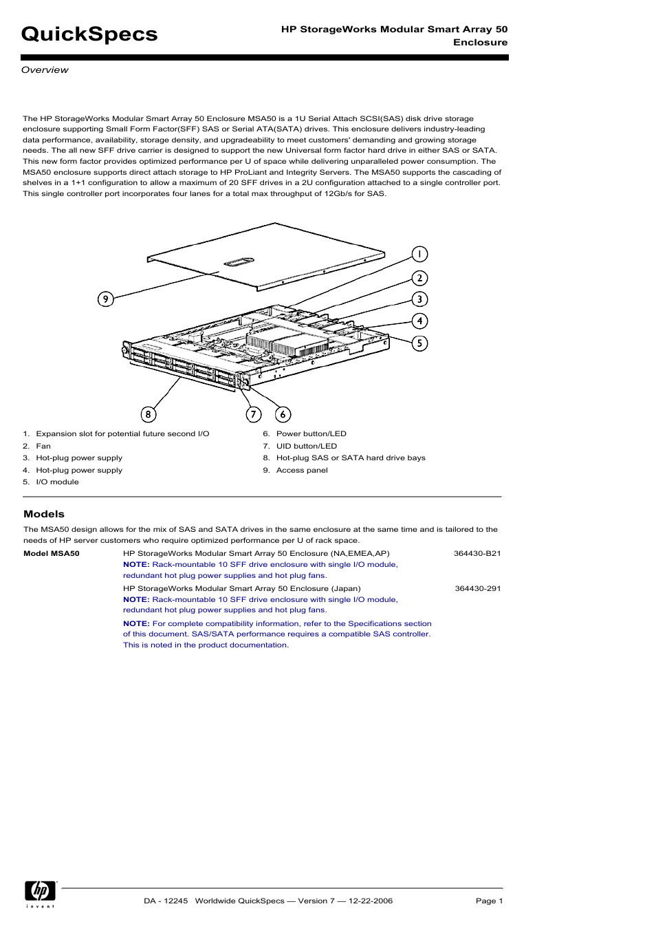 HP MSA50 User Manual | 8 pages