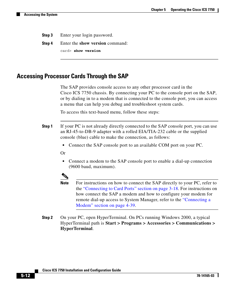 Accessing processor cards through the sap | HP 7750 User Manual | Page 12 / 32
