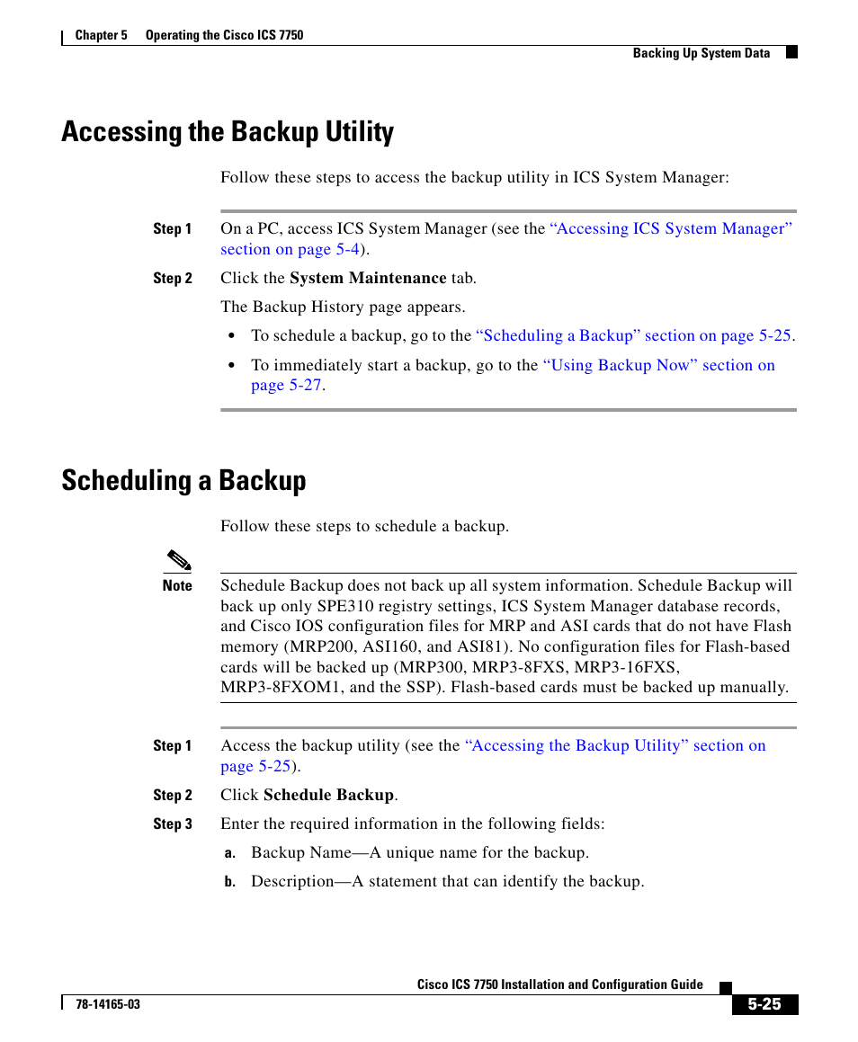Accessing the backup utility, Scheduling a backup | HP 7750 User Manual | Page 25 / 32
