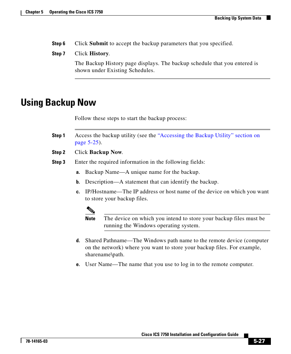 Using backup now, Using backup now” section on | HP 7750 User Manual | Page 27 / 32