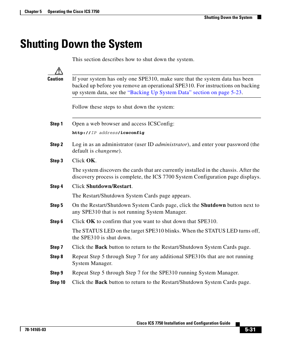 Shutting down the system | HP 7750 User Manual | Page 31 / 32